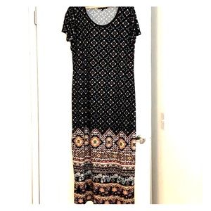 Long round neck maxi dress plus size 1X